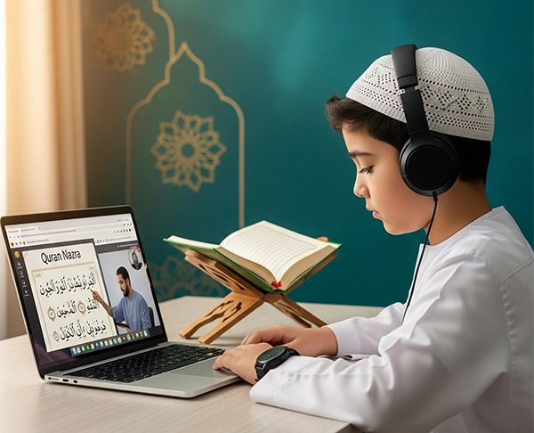 Nazra Quran Course Online – Student reading Quran with teacher